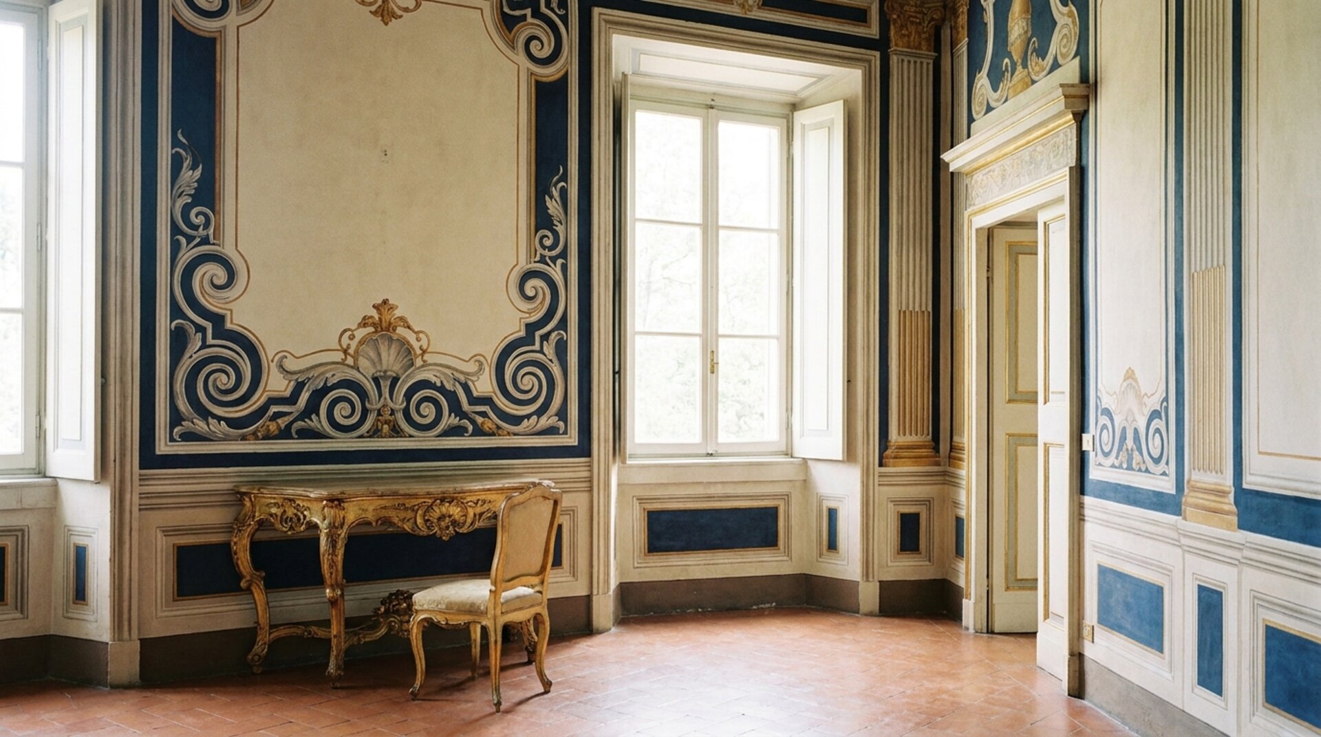 Dekorative Wandgestaltung mit Gold-Akzenten